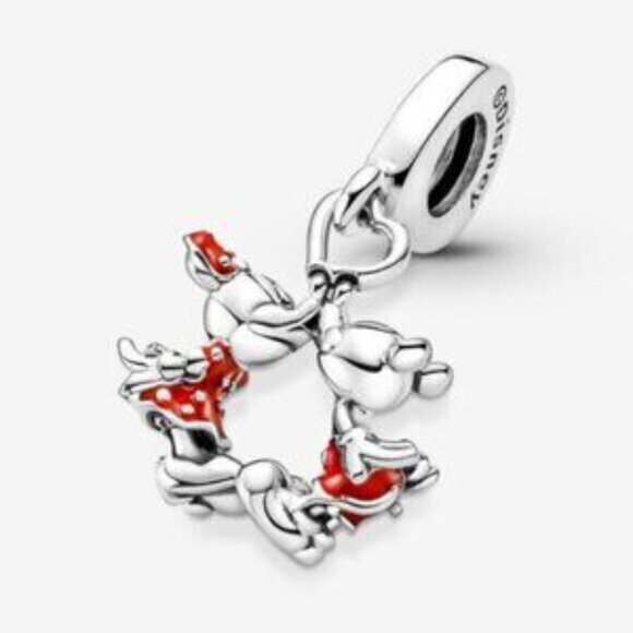 Pandora Mickey Mouse & Minnie Mouse Kissing Dangle Charm - Picture 4 of 5